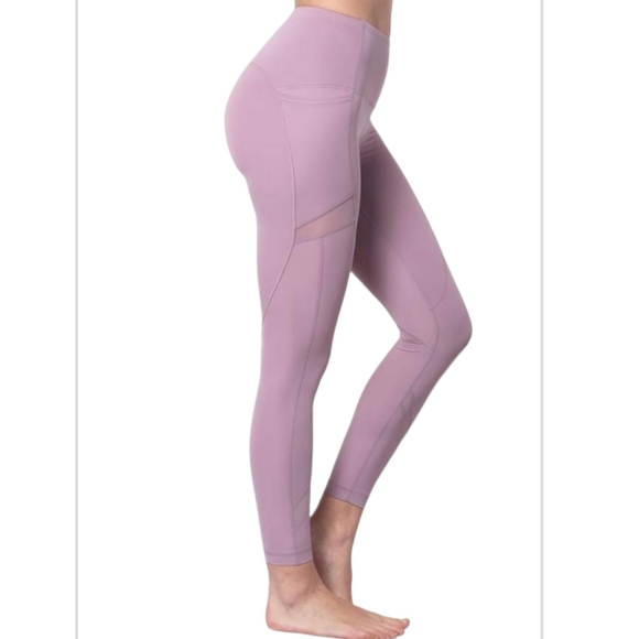 NWT 90 Degree by Reflex High Waist Ankle Leggings with Mesh Cutouts and Pockets - Picture 3 of 9